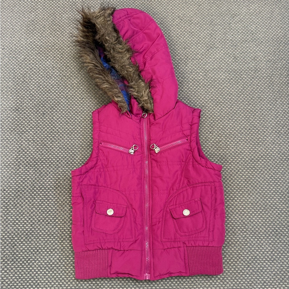 Dollhouse Hooded Vest with Faux Fur Trim